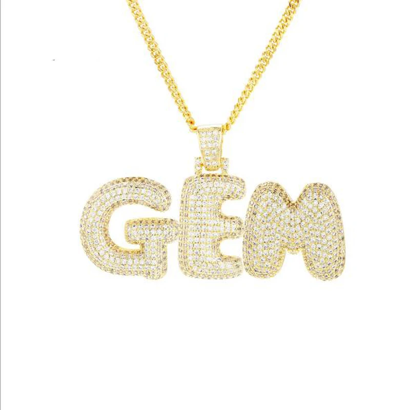 

3UMeter Custom Name Bubble Letters Combine Pendant Necklace Hip Hop Men's Trendy Jewelry Gold Silver Rope Chain Tennis Chain