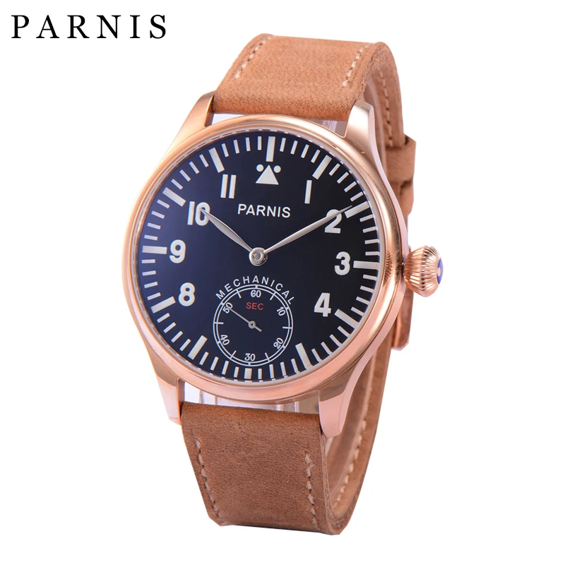

Original Parnis Watch Men Hand Winding Mechanical Watches Luminous Number Handsets Second Chrnograph Gold Men's Wrist Watch