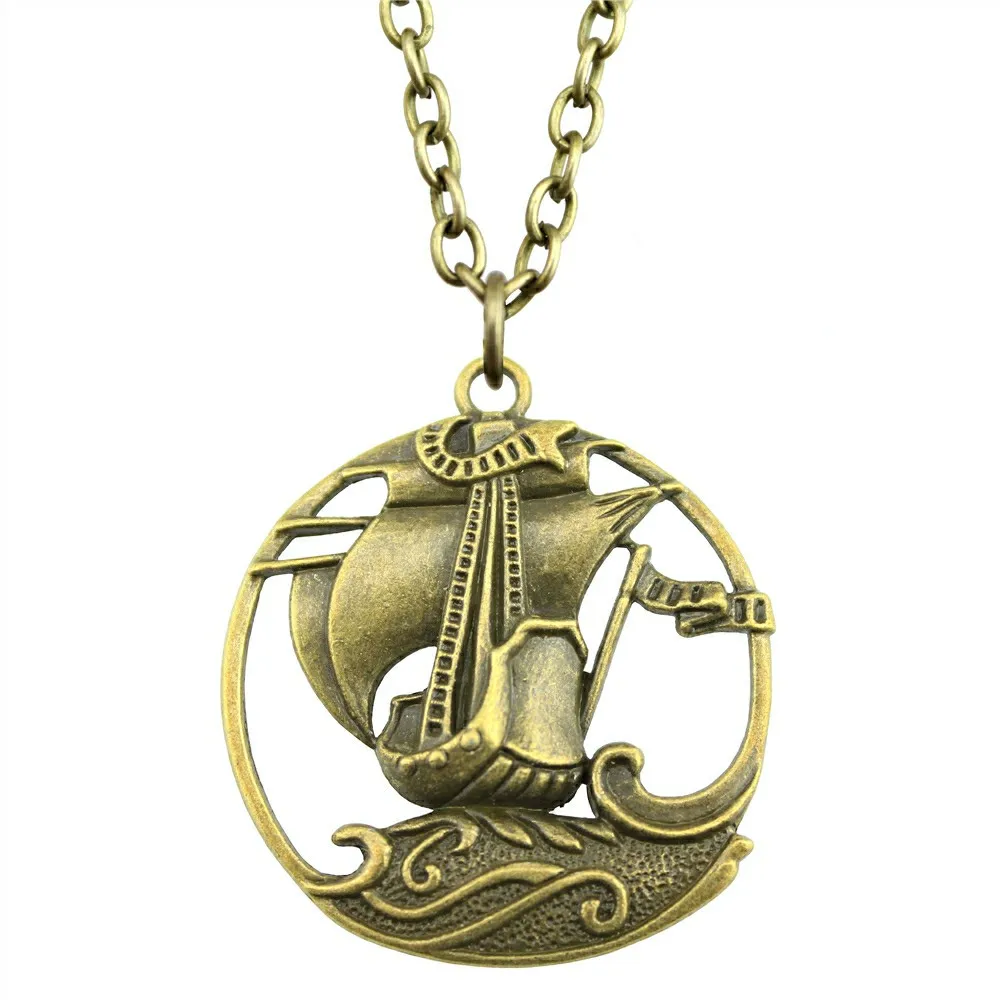 

WYSIWYG 2 Colors 43x39mm Pirate Sailboat Pendant Necklace, Fashion Jewelry Gift For Women Dropship Suppliers