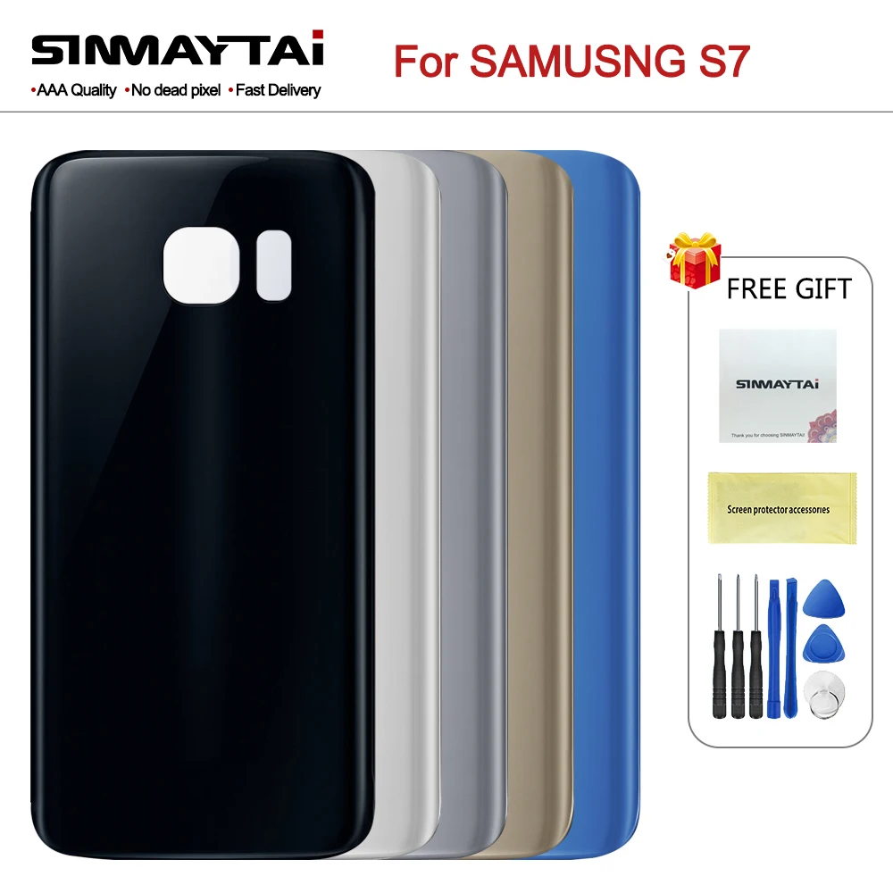 Корпус задняя крышка Чехлы для Samsung Galaxy S7 G9300 Задняя стеклянная батарейного
