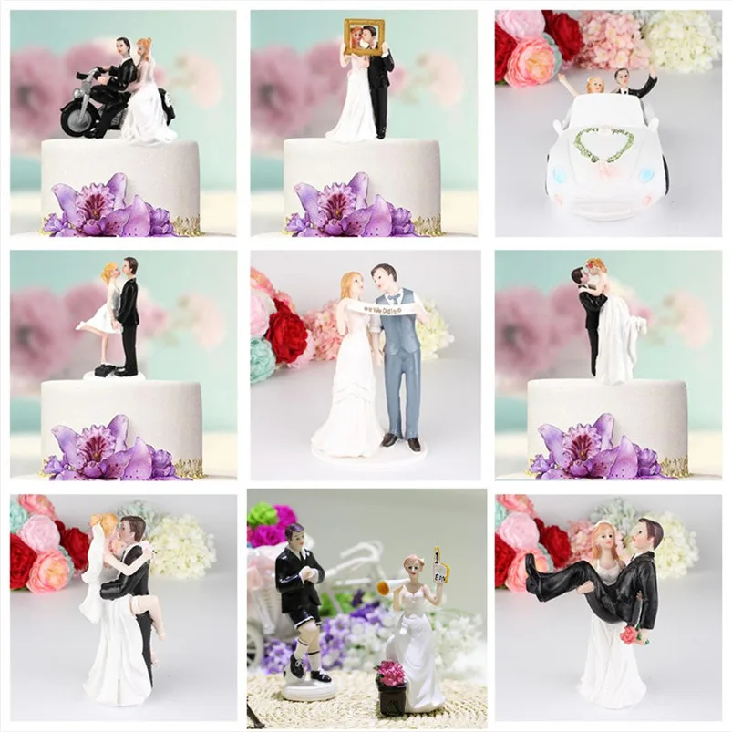 Funny Wedding Couple Cake Decoration Figurines Resin Home Decoration Ornaments Wedding Supplies Decoration Maison 40JY2805