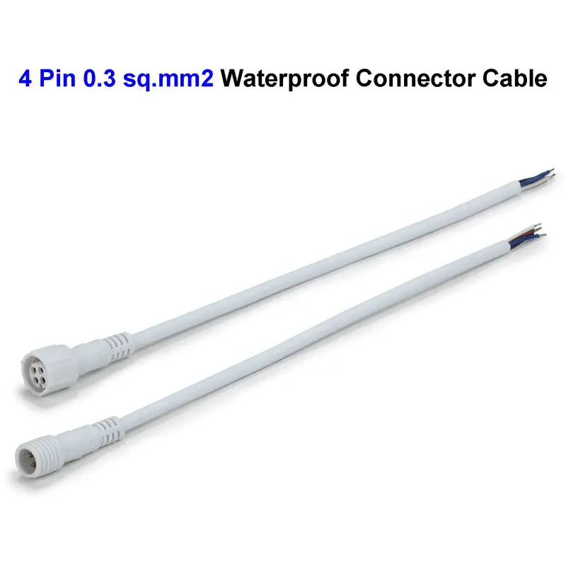 

4 Pin Male Female Plug Waterproof Connector Cable Wire Cord 4 x 0.3 MM For 5050 LED RGB Strip Display Light