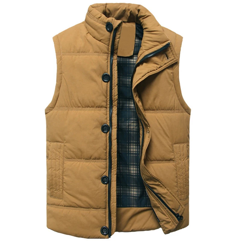 

Thick Warm Winter Vest For Cotton Men Autumn Male Casual Hot Solid Button Sleeveless Jacket Classic Mens Travel Brand Waistcoat