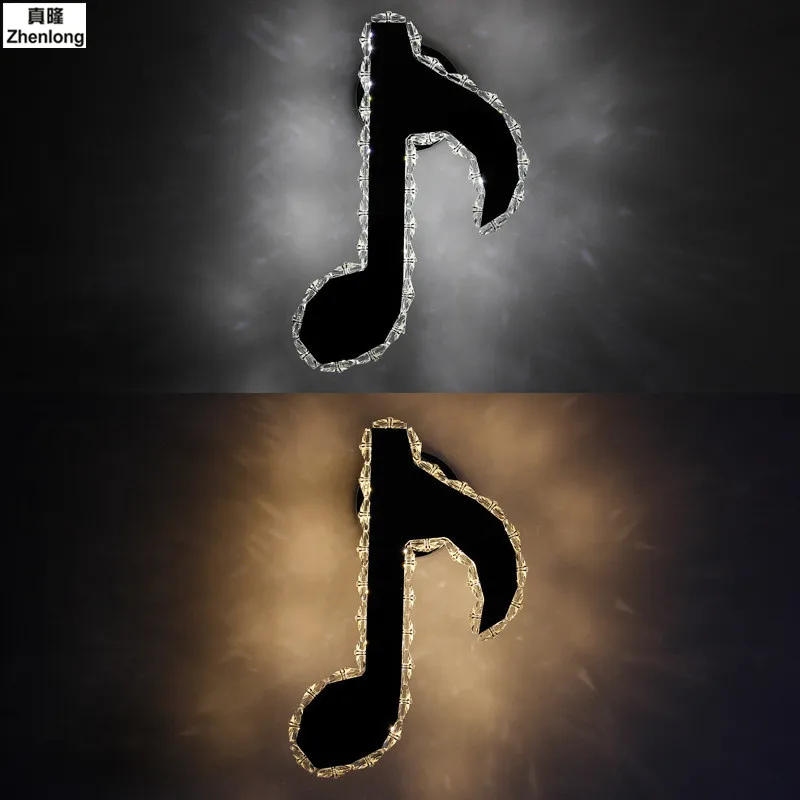 

Modern Simple Musical Note Crystal Wall Light 10W Cold/Warm White Creative Fashion Wall Lamp for Hotel Corridor Wall Lamp Led