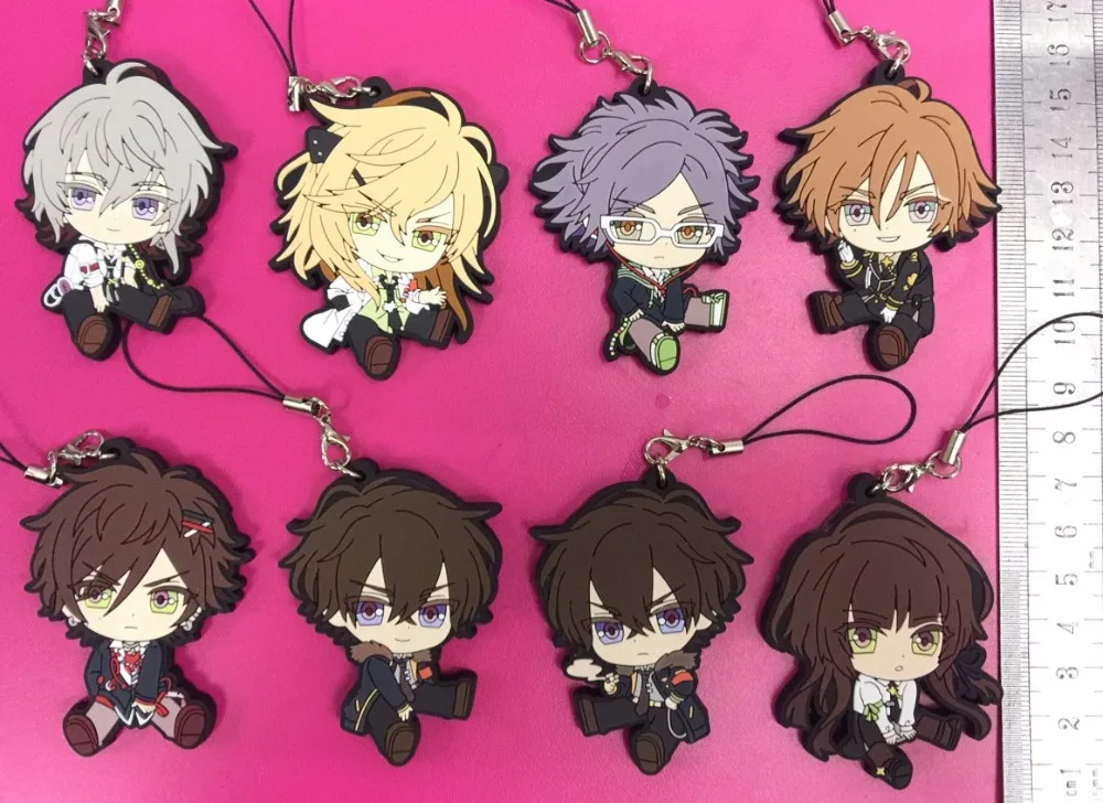 

8pcs/lot CollarxMalice Original Japanese anime figure rubber Silicone sweet smell mobile phone charms/key chain/strap G819