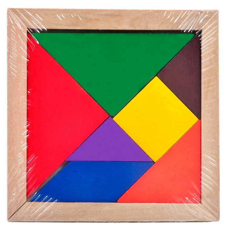 Красочная деревянная головоломка Tangram Квадратный Блок игра IQ лучший подарок для