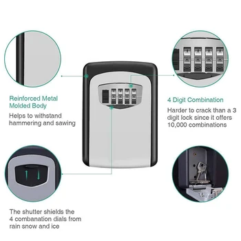 

New Arrival 4 Digit Outdoor High Security Wall Mounted Key Safe Box Code Secure Lock-Storage