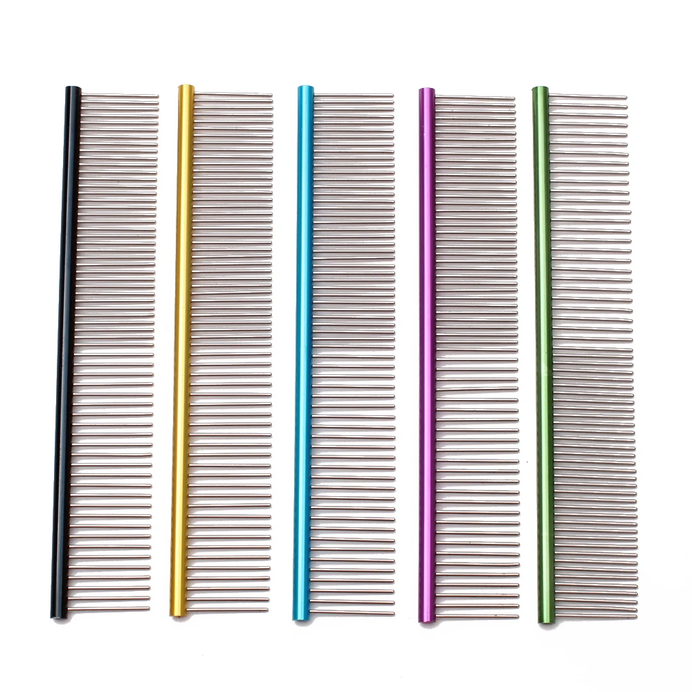

19*3.4cm 35g Professional Grooming Comb Groomer For Dog Stainless Pets Combs Hairbrush Puppy Grooming Combs Dog Hair Care C6704