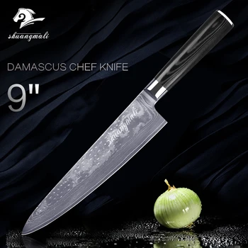 

9 inch Damascus Chef Knife Japanese 67 Layers VG10 Stainless Steel Kitchen Knife Slicing Cleaver Cutter Handmade Micarta Handle