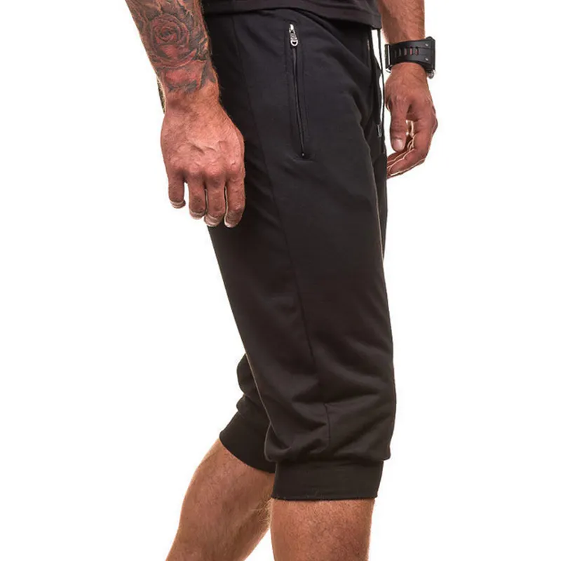 Популярные летние мужские Шорты однотонные Спортивные Повседневные Капри 19ING