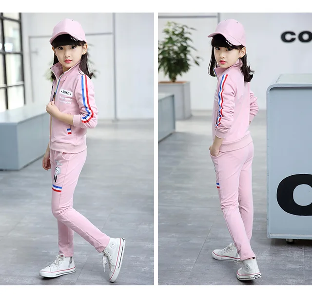 Sporty Girls Clothes Kids Girl Clothing Set Children Active Suit 2PCS