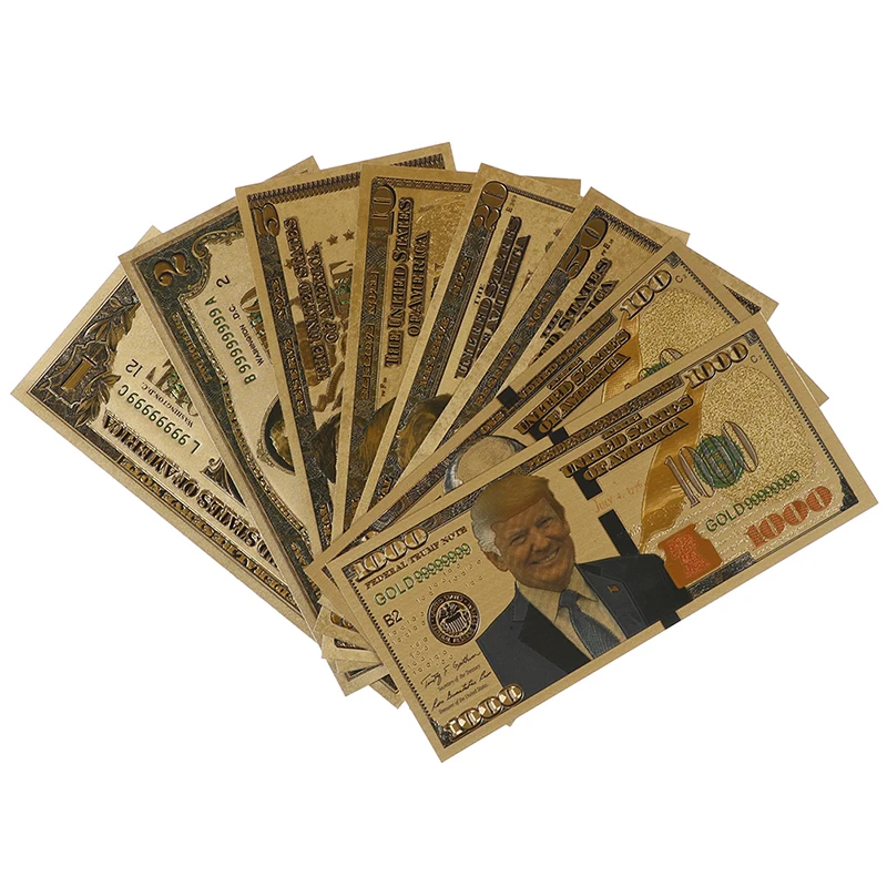 8 шт./лот 8 разных дизайн долларовые банкноты из золотой фольги покрытием для банкнот Америка бумажных денег для сбора/отделение для банкнот
