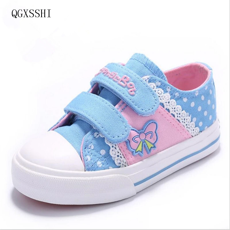 QGXSSHI/; джинсовая обувь для девочек; высококачественные парусиновые кроссовки с цветами для девочек; Детские кроссовки дышащие; обувь для маленьких девочек