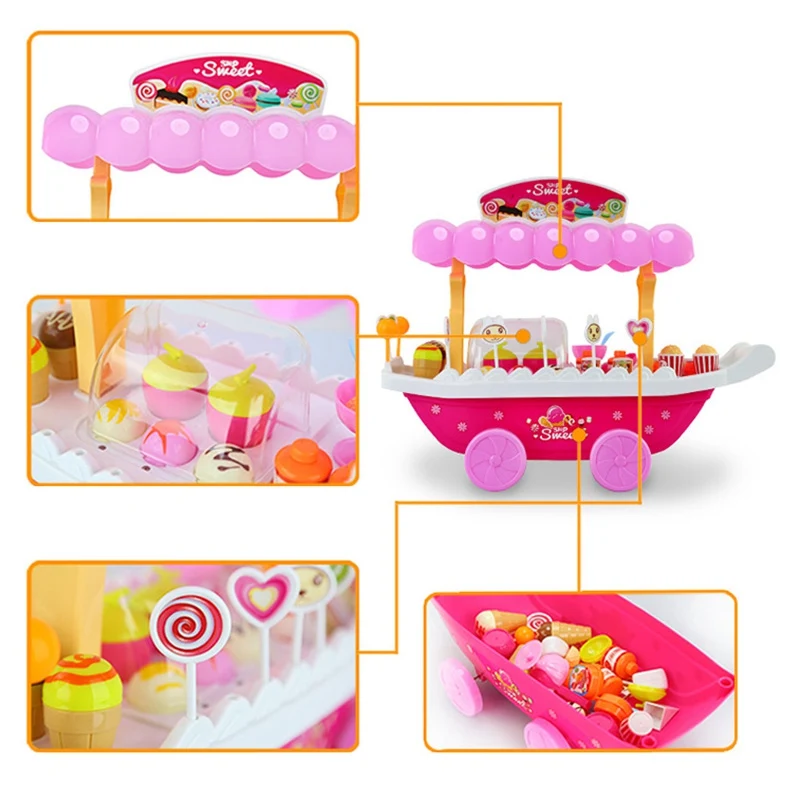 Лучшие Продажи Дети Притворись Play Candy Shop Корзине Игрушки С Освещение Батарейках