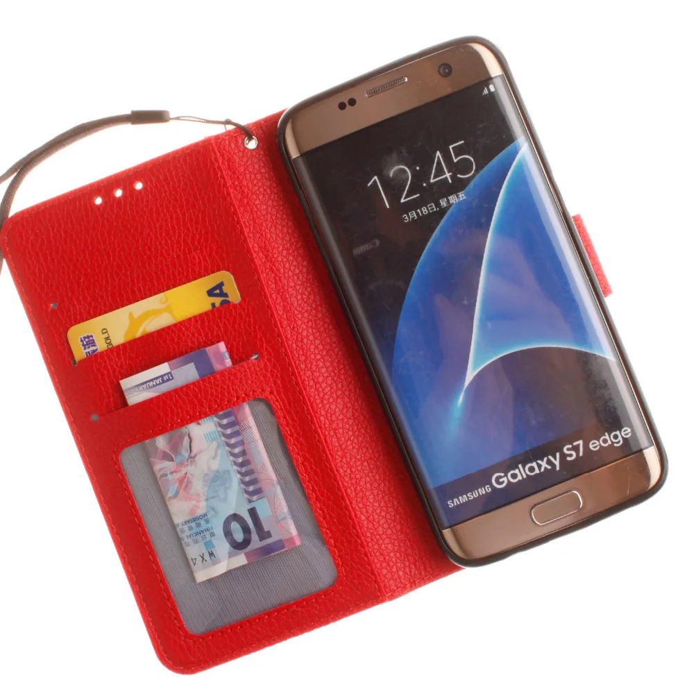 

Fashion Litchi Texture Leather Case for Samsung Galaxy S8 s7 s6 Flip Cover Case Wallet Style With Stand Function and Card Slot