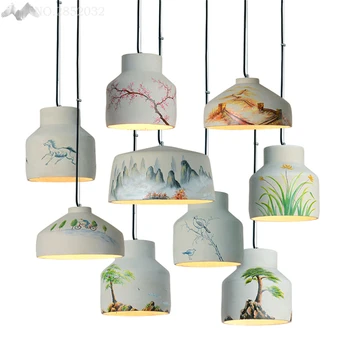 

JW Nordic Retro Industrial Plant Pendants Lamp Cement Pendant Lights for Living Room Bedroom Bar Kitchen Home Lighting Decor