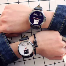 Горячая Япония кошка Мода Пара часы колледж Стиль Простые повседневные наручные часы для мужчин женщин студентов кожа кварцевые часы relogio подарок