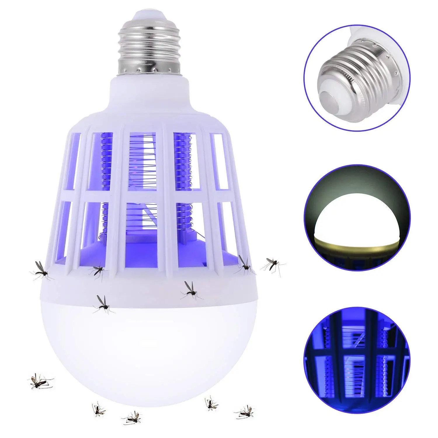 Mosquito Killer LED Bulb 220V 15W LED Bug Zapper Lamp Night Lighting Killing Fly 