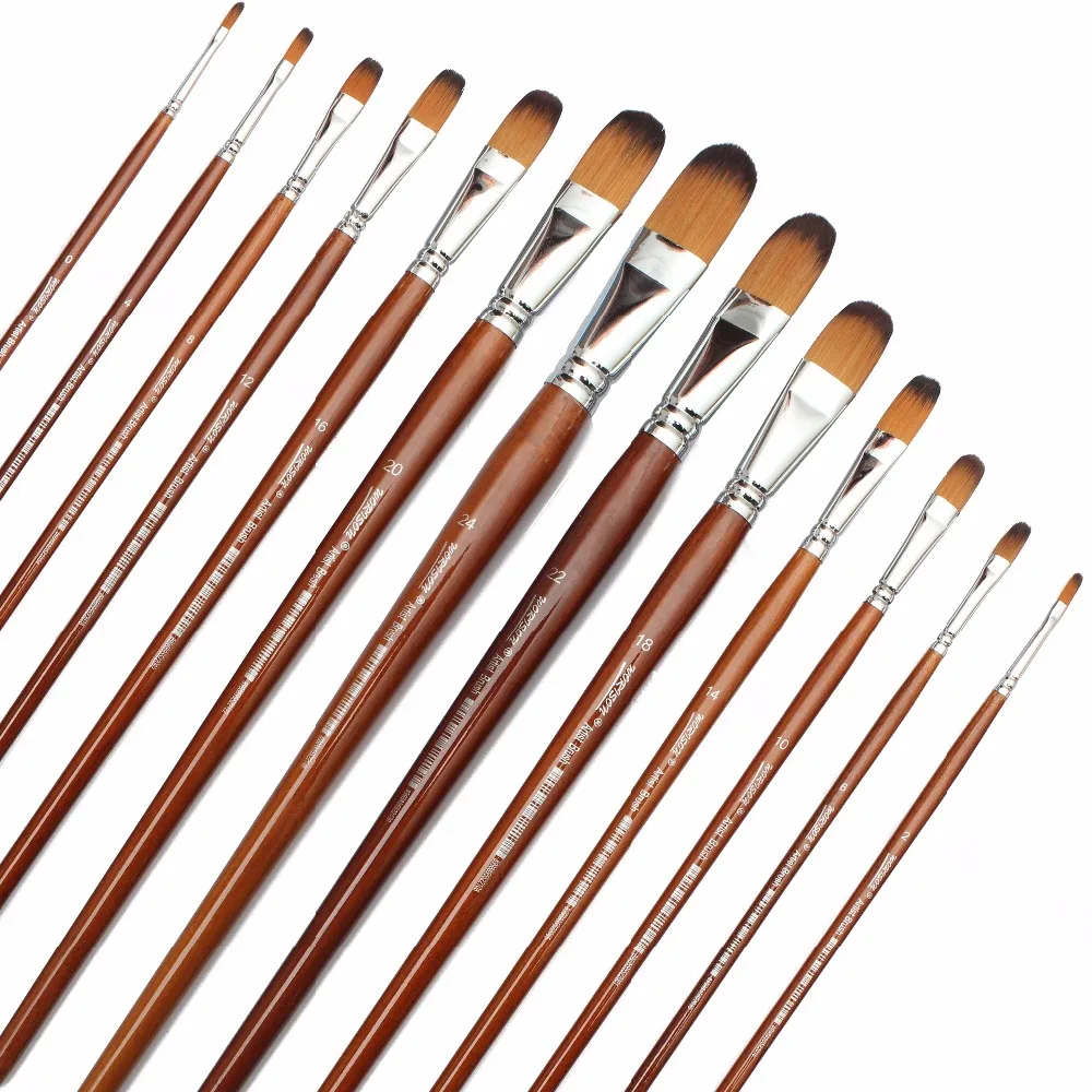 13Pcs Long Handle Nylon Hair Paint Brush Gouache Watercolor Brush Oil