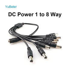 YuBeter от 1 до 8 способ постоянного тока силовой кабель распределитель системы видеонаблюдения розетка камеры безопасности соединитель Адаптер кабель провод для светодиодной ленты