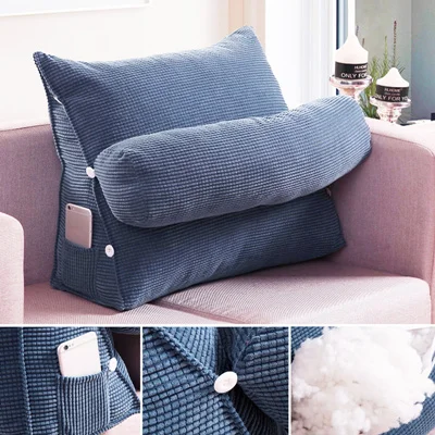 Лежак кровать отдых задняя подушка поддержка ТВ чтение спинка сиденье мягкий диван офисное кресло подушка для гостиной домашний декор - Цвет: Синий