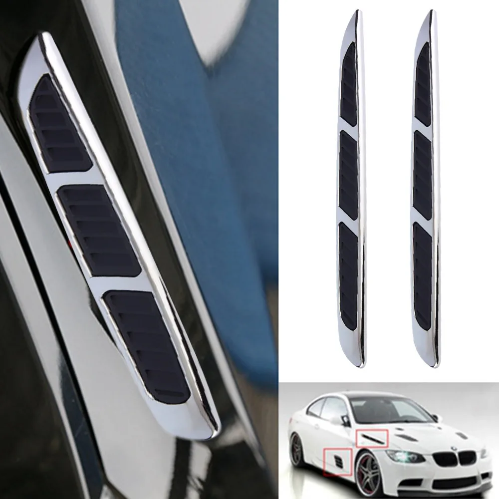 

2pcs Personality 3D Sticker Car Chrome Grille Shark Gill Simulation Air Flow Vent Fender Decal Auto Decoration drop shipping