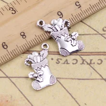 20 pçs encantos natal estocagem 20x18mm tibetano pingentes antigo jóias fazendo diy artesanal artesanato para pulseira