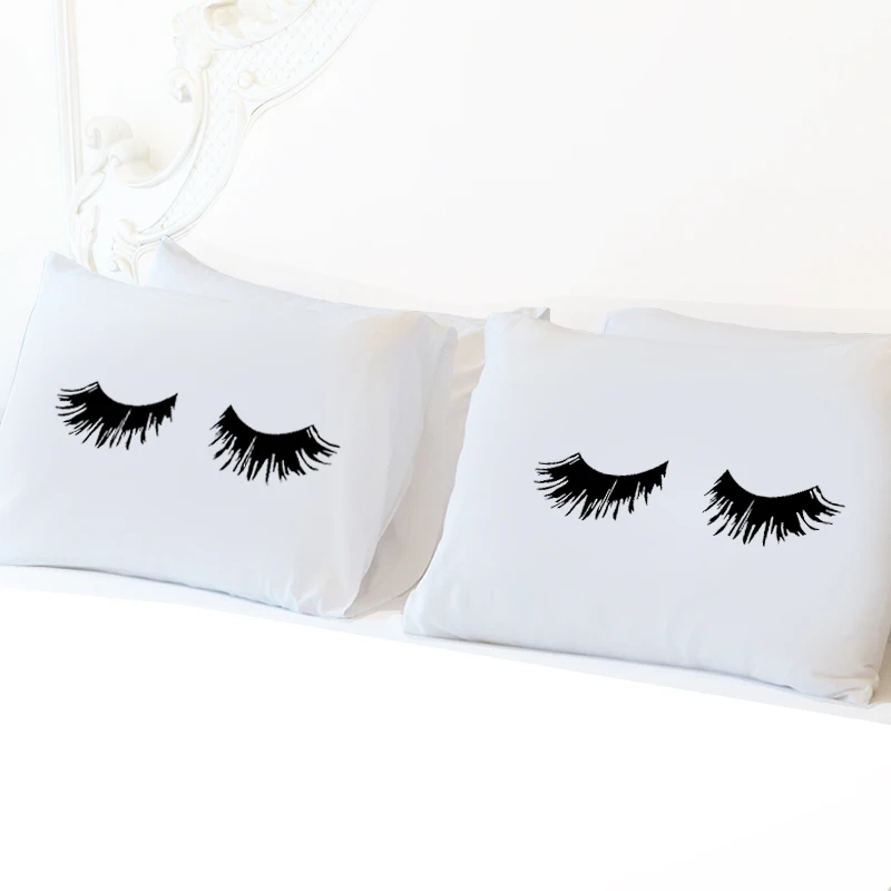 IKathoME 50*76cm Novelty Eyelash Pillow Cover Set Funny Sleeping Couple
