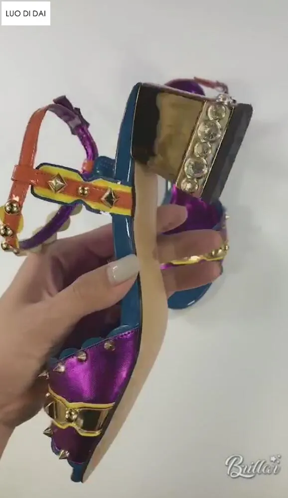 Femmes Diamant Sandales Ouvert Strass Pourpre À 2019 Talons Soirée Mariage De Glitter Cristal Vintage Bout Chaussures Anadx