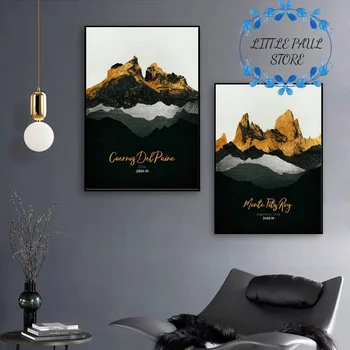 

Chile iconic mountains Monte Fitz Roy,Cuernos Del Paine art Canvas Poster art poster Wall Pictures for Living Room No Frame