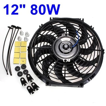 

Universal Electric Fan & Fittings 12V 80W Push/Pull Radiator Cooling For Cars Vans Trucks Caravans 12inch