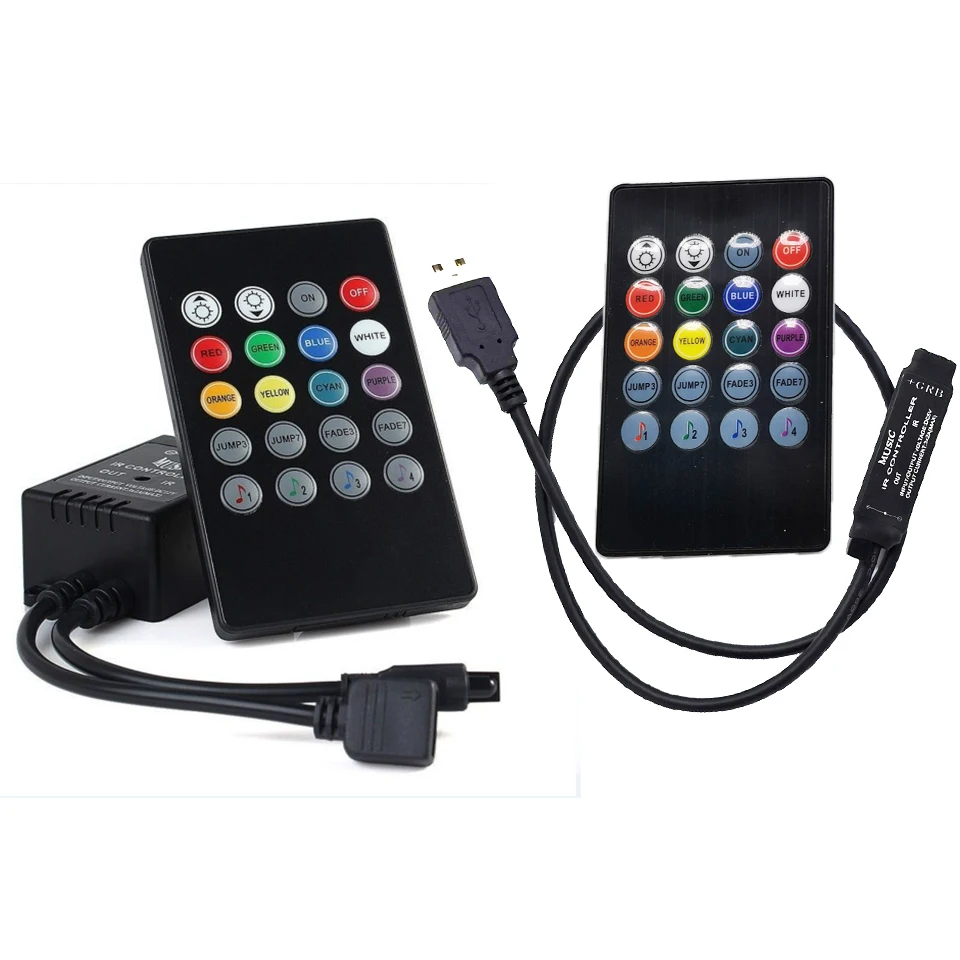 

led controller 20keys IR Remote sound actived RGB led music controller for 3528 5050 RGB LED Strip lights Black