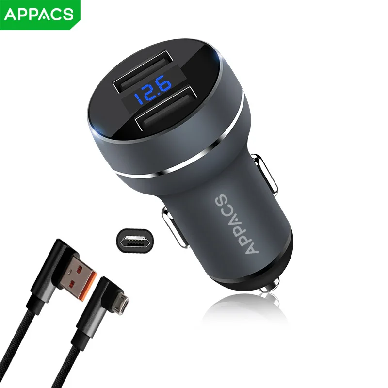 APPACS Car Charger 17W Mobile Phone Car Charger 2 Port USB Car Charger