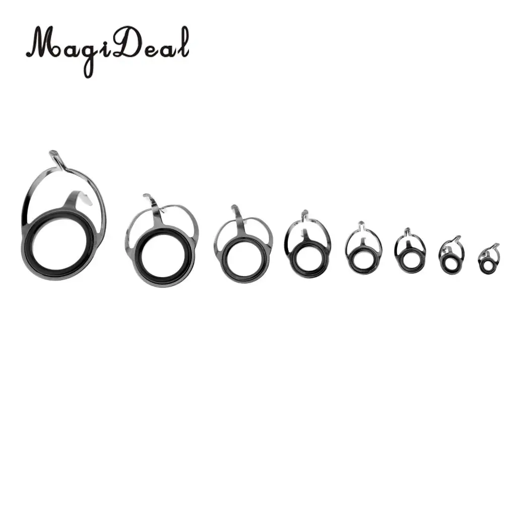 8pcs/set Fishing Rod Eye Ring 6# - 30# Double Leg Guides Line Rings for Spinning/Carp Rod