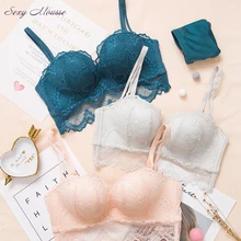Sexy Mousse Massage Type Hand Cup Push Up Bra Set with Cotton No Steel Ring Sexy Lingerie Lace Comfortable Seamless Underwear Sexy Mousse Massage Type Hand Cup Push Up Bra Set with Cotton No Steel Ring Sexy Lingerie Lace Comfortable Seamless Underwear