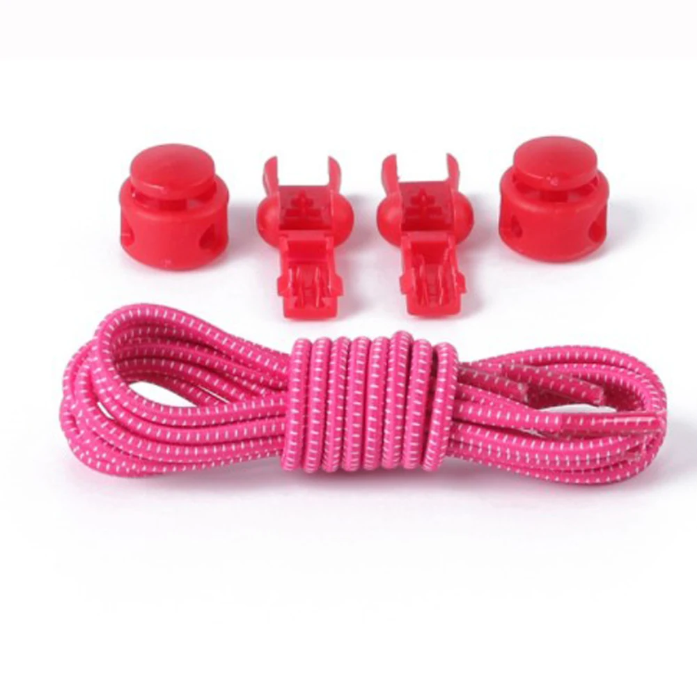 1 пара эластичных шнурков 100 см, 24 цвета, унисекс, круглые шнурки для кроссовок, спортивная обувь, аксессуары - Цвет: rose red