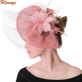 

Hlinayi 2019 New European and American style deep skin powder hair act the role ofing mysterious gauze cover face tiara gift hat