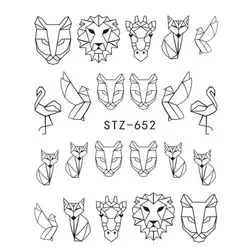 Наклейки для ногтей/животные мультфильм дизайн Вода Наклейка тренд линия черный маникюр арт-деко Наклейка