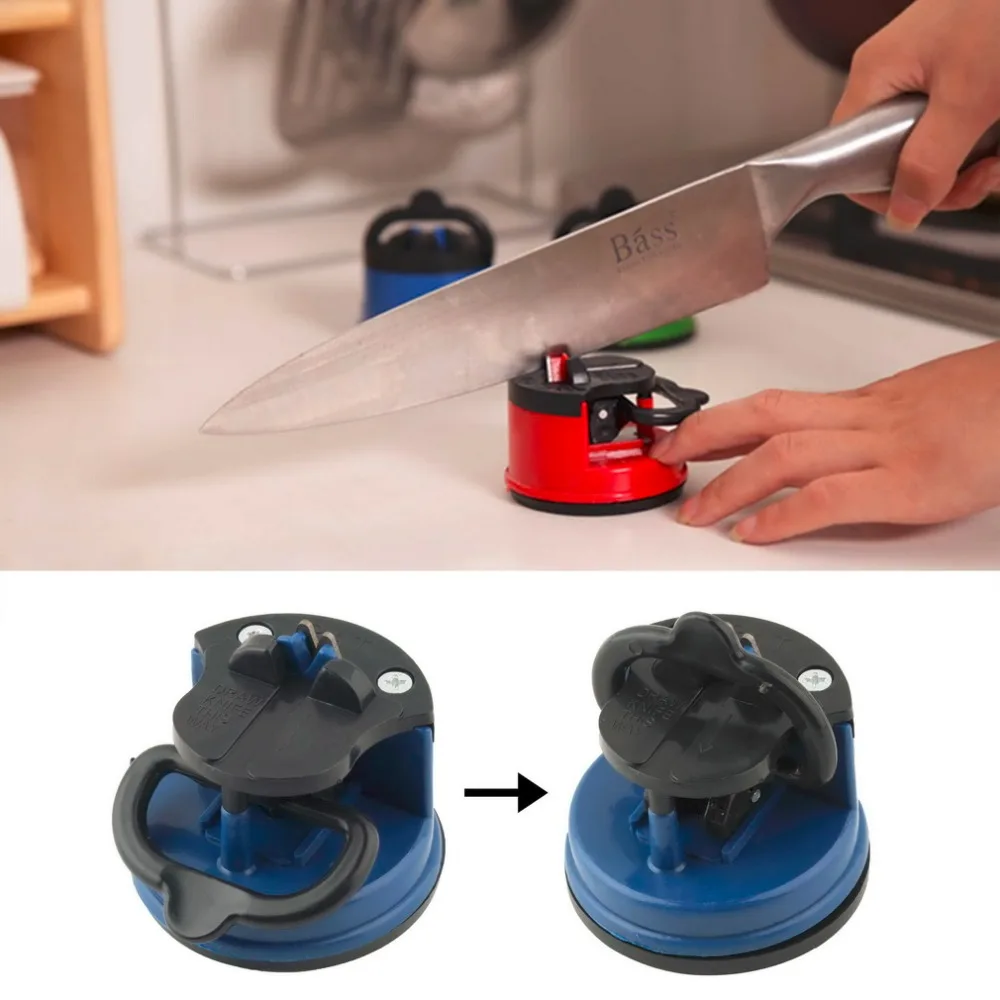 Blue steel Knife Sharpener with suction pad Scissors Grinder Secure