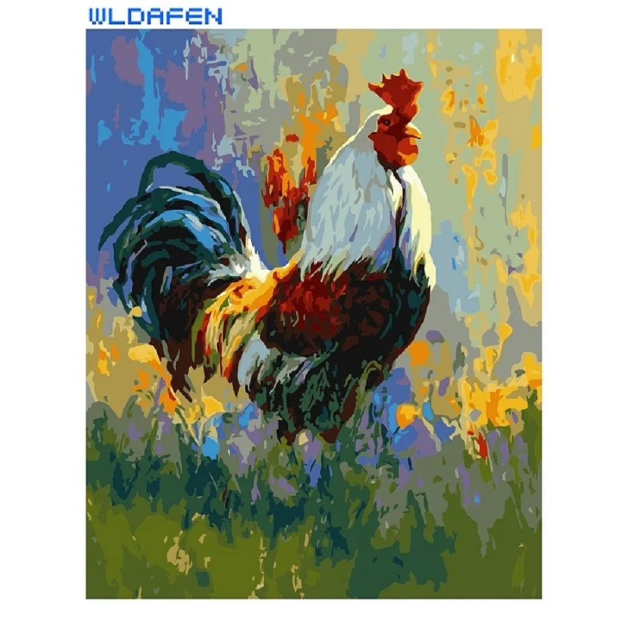 Frameless The Colorful chicken Animal DIY Painting By Numbers Kits