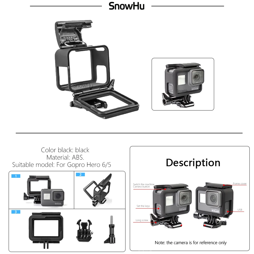 SnowHu защитная рамка чехол бампер+ крышка объектива для Gopro Hero 8 7 6 5 корпус Go Pro Аксессуары для спортивной экшн-камеры LD03