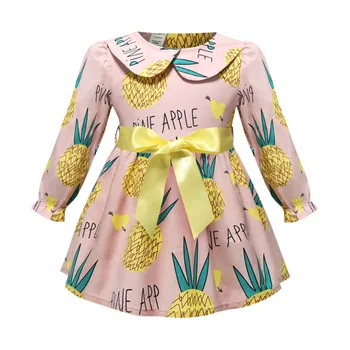

Bongawan Kid Dress for Girls Casual pineapple Children Clothing Butterfly Belt Princess Dresses For Party and Evening 3-7 Y