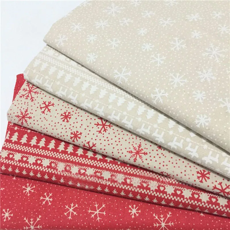 Винтажный бренд Zaka классический белый красный снежинки и Рождественская елка хлопковый материал с печатным рисунком льняная ткань для DIY швейная скатерть