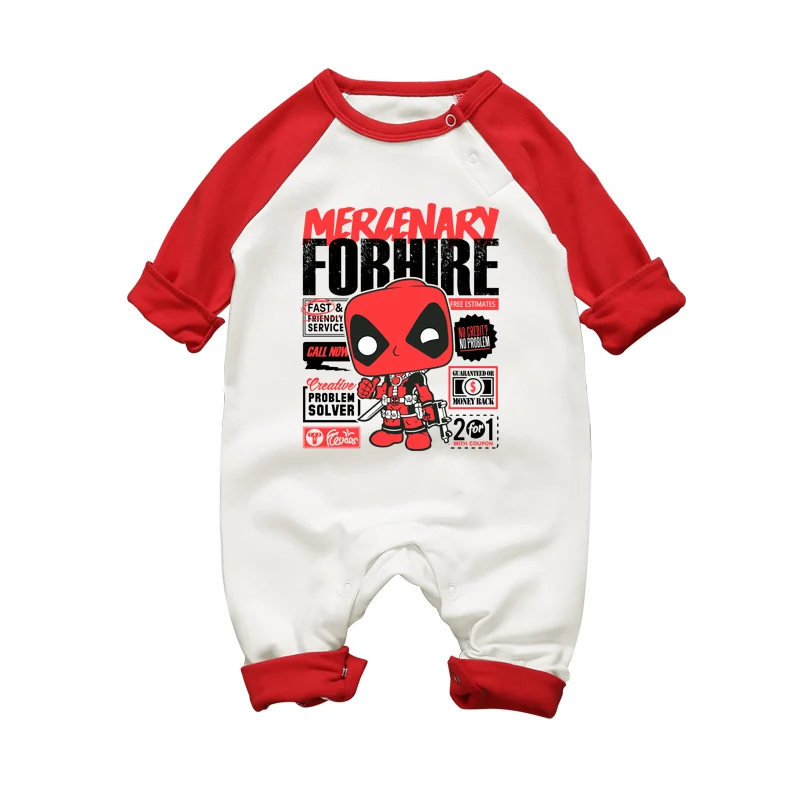 

Baby Soft Cotton Long Sleeve Rompers Pajamas Cartoon Deadpool Newborn Clothes Baby Boys Jumpuits Infant Girls Clohing Set