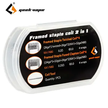 

8pcs Original GeekVape Framed Staple Coil Wire Fused Clapton Coil 2 In 1 RDA RTA RDTA RBA Tank Atomizer Premium Clapton coil