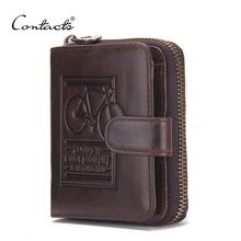 CONTACT’S Marke Männer Echtes Leder Brieftaschen Kartenhalter Luxus Handtasche Designer Hohe Qualität Business Mini Geldbörse Dollar Preis