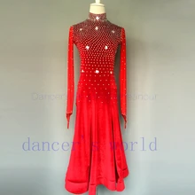 Стиль латинский танцевальный костюм сексуальный спандекс с длинным рукавом латинский танец платье для женщин конкурс латиноамериканских танцев платья A34 S-4XL