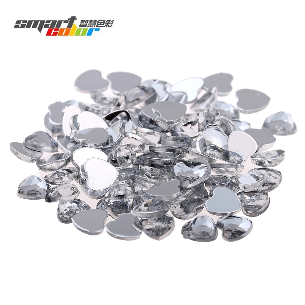 Acrylic Rhinestones Heart Shape 3mm 25mm Flatback Flat Facets Crystal