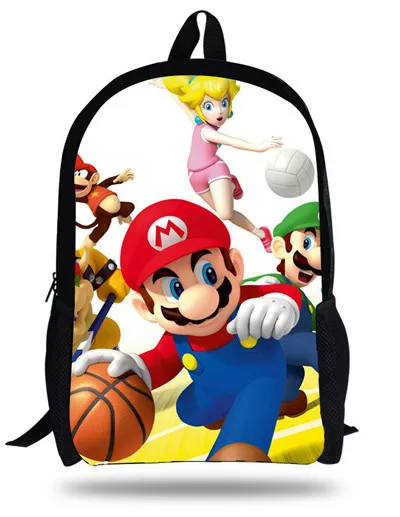 Милый 16-дюймовый Mochila рюкзак Марио для девочек-подростков; для мальчиков и девочек детская школьная сумка Марио печатных Bolsa Infantil Menina