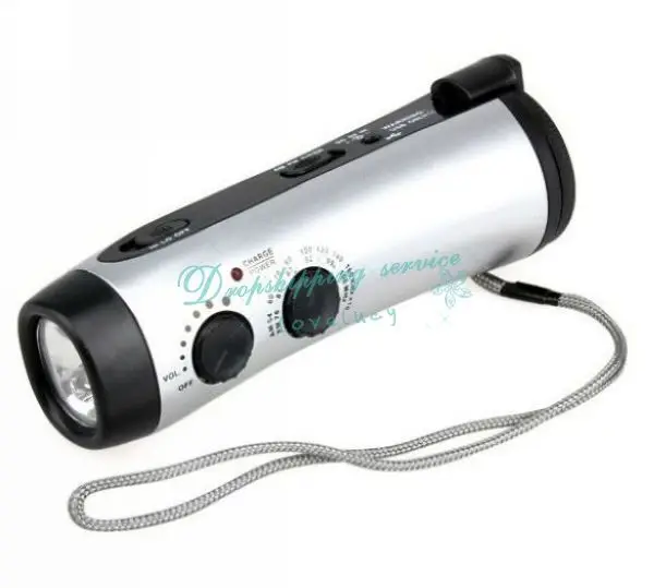 Flashlight Radio Emergency Hand Crank Dynamo 5 LED Flashlight With AM